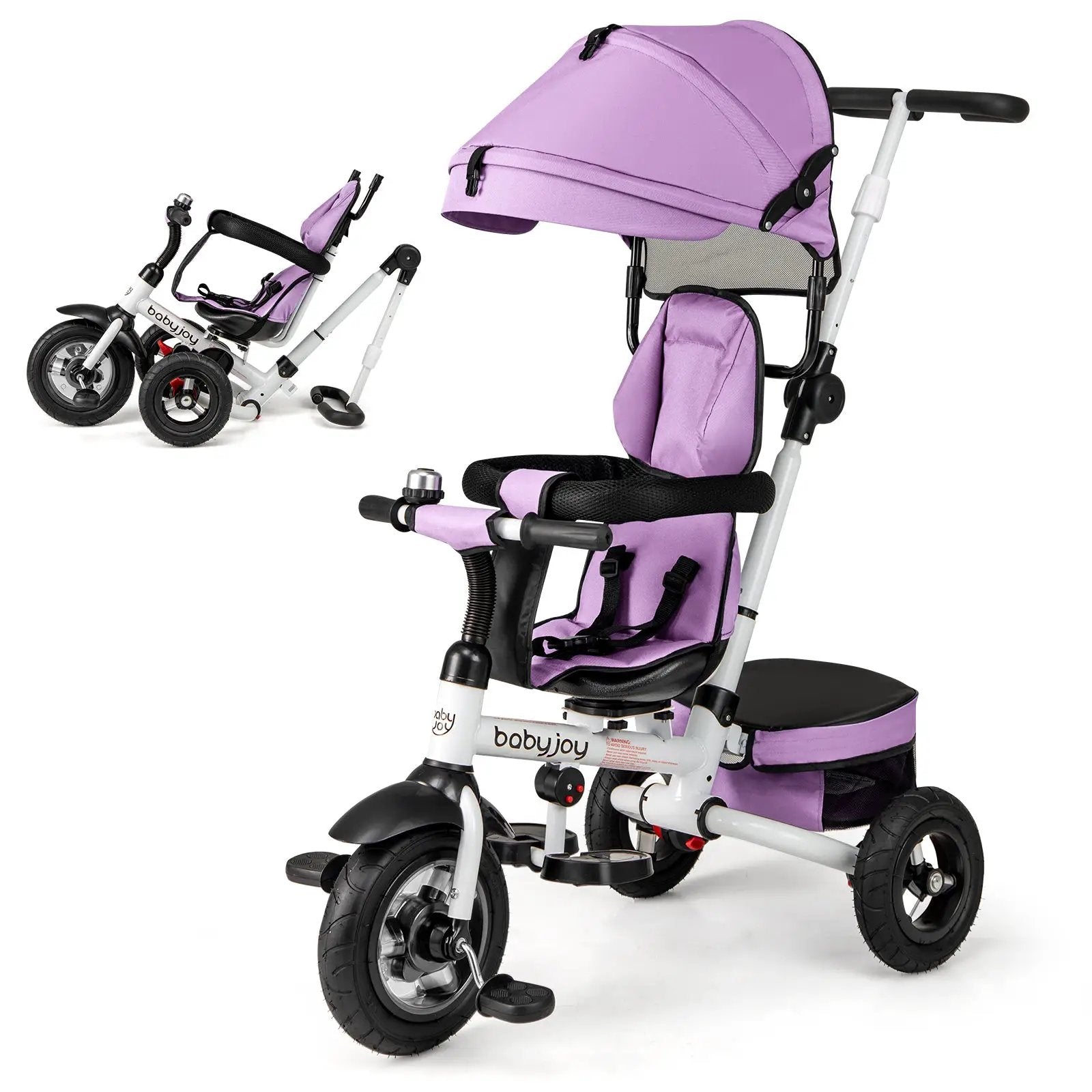 Folding Tricycle Baby Stroller with Reversible Seat and Adjustable Canopy by DirectDeals