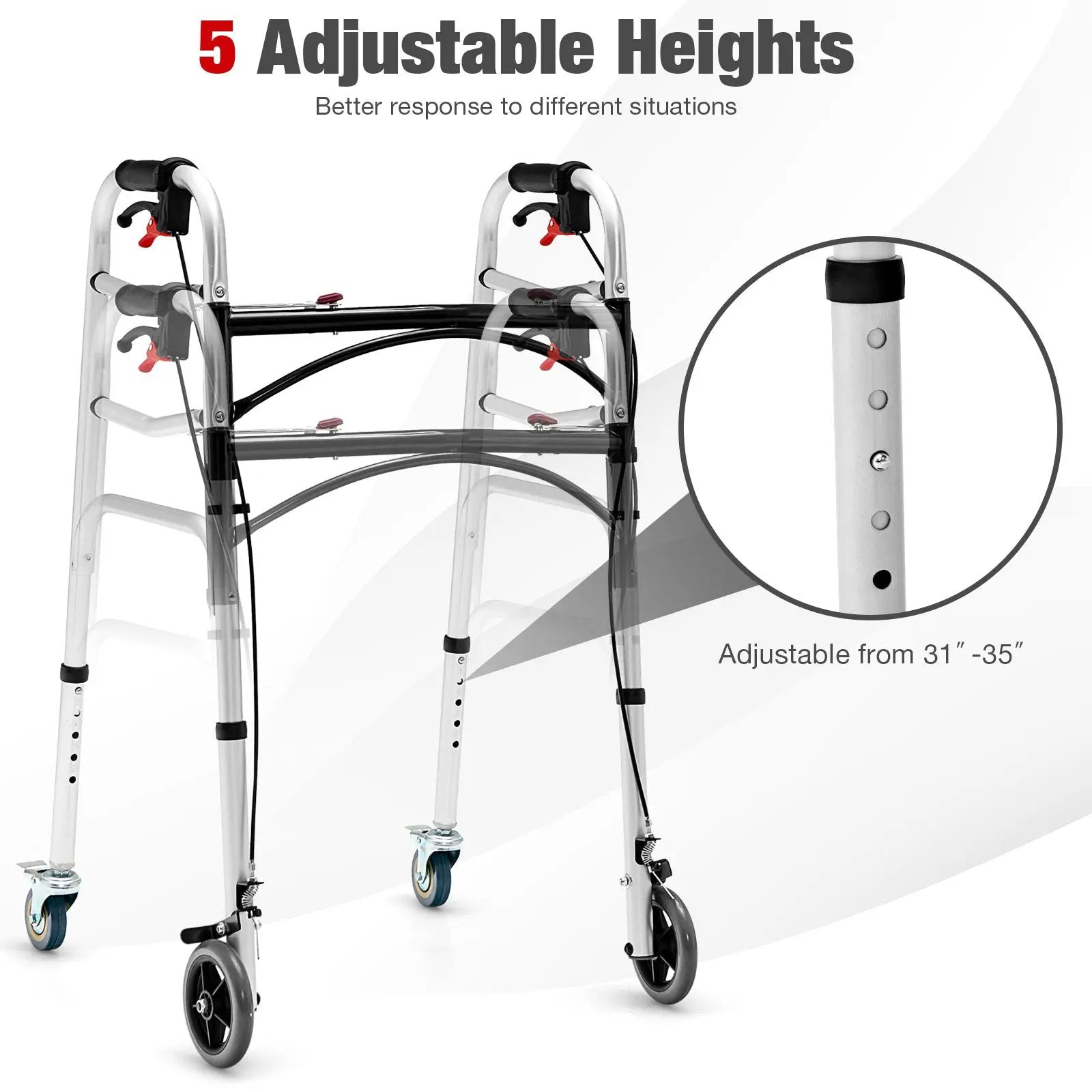 Adjustable Aluminum Walker with Wheels and Brakes by DirectDeals