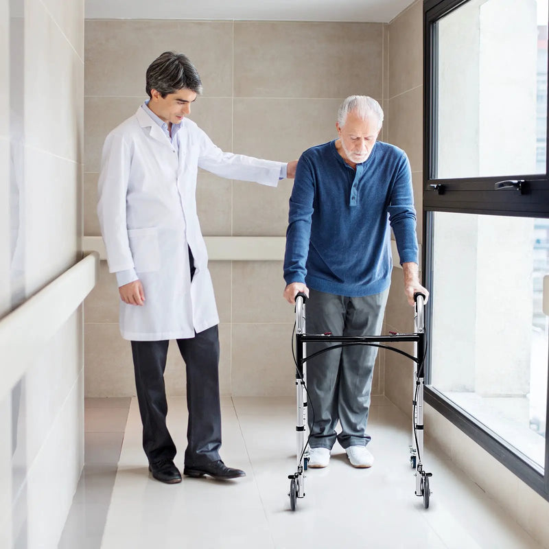 Adjustable Aluminum Walker with Wheels and Brakes by DirectDeals