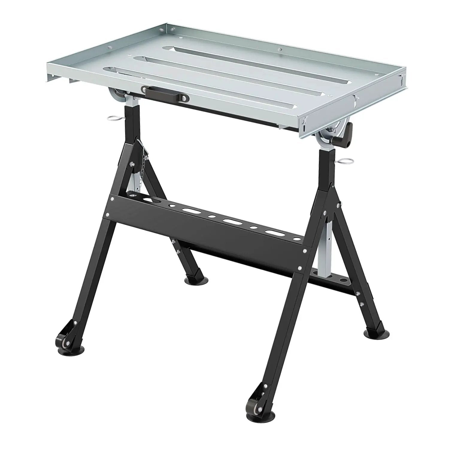 Folding Welding Table Welding Workbench with 2 Fixed Wheels 4-Level Height by DirectDeals