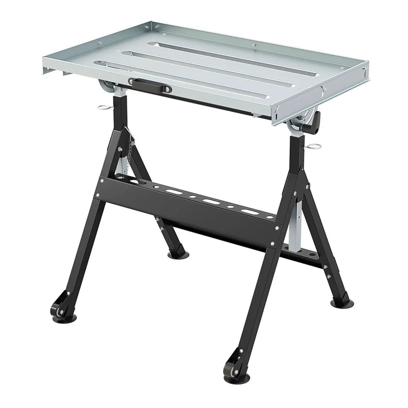 Folding Welding Table Welding Workbench with 2 Fixed Wheels 4-Level Height by DirectDeals