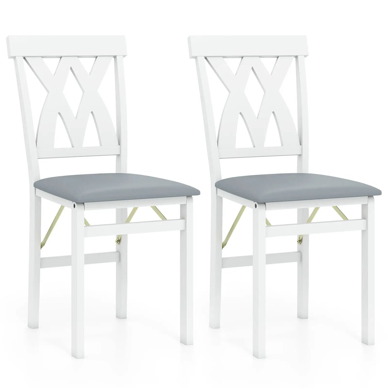 Folding Wooden Dining Chair Set of 2 Faux Leather Upholstered Kitchen Armless Chairs by DirectDeals