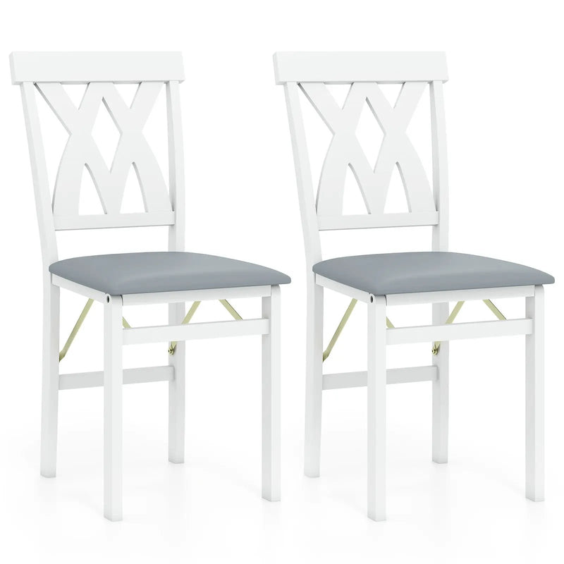 Folding Wooden Dining Chair Set of 2 Faux Leather Upholstered Kitchen Armless Chairs by DirectDeals