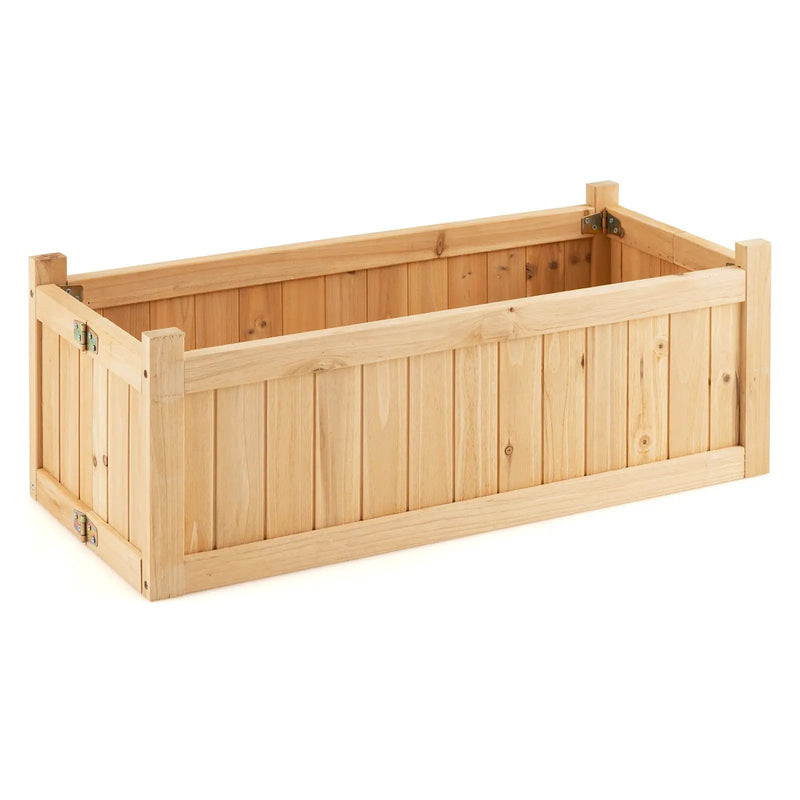Folding Wooden Raised Garden Bed with Removable Bottom for Herbs Fruits Flowers by DirectDeals
