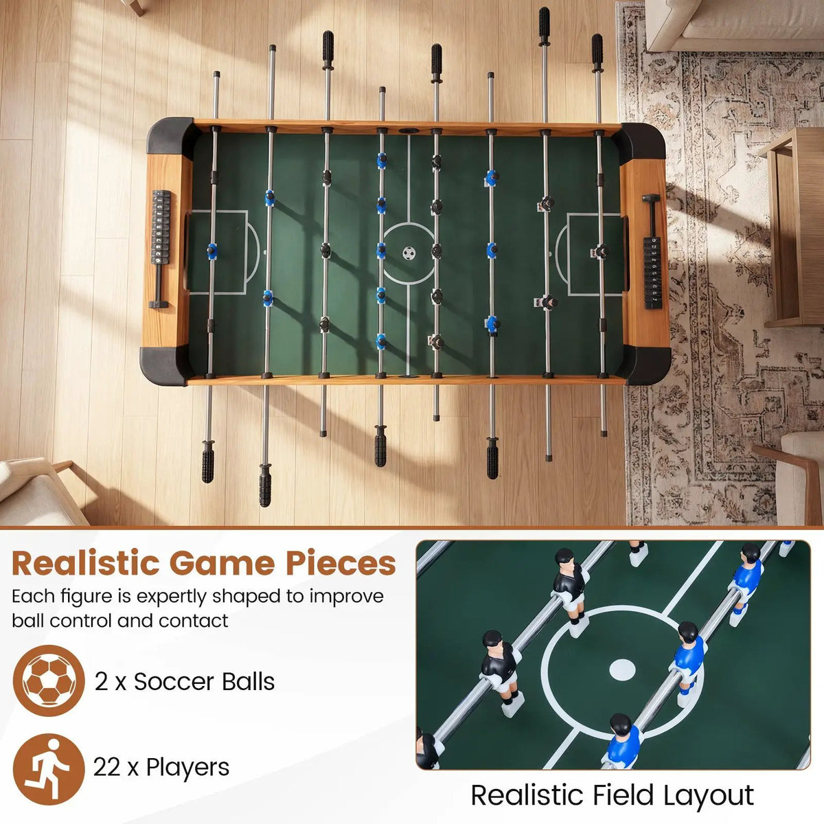 Foosball Table Competition Full Size Soccer Game Table with 22 Players, photo 13 of 16