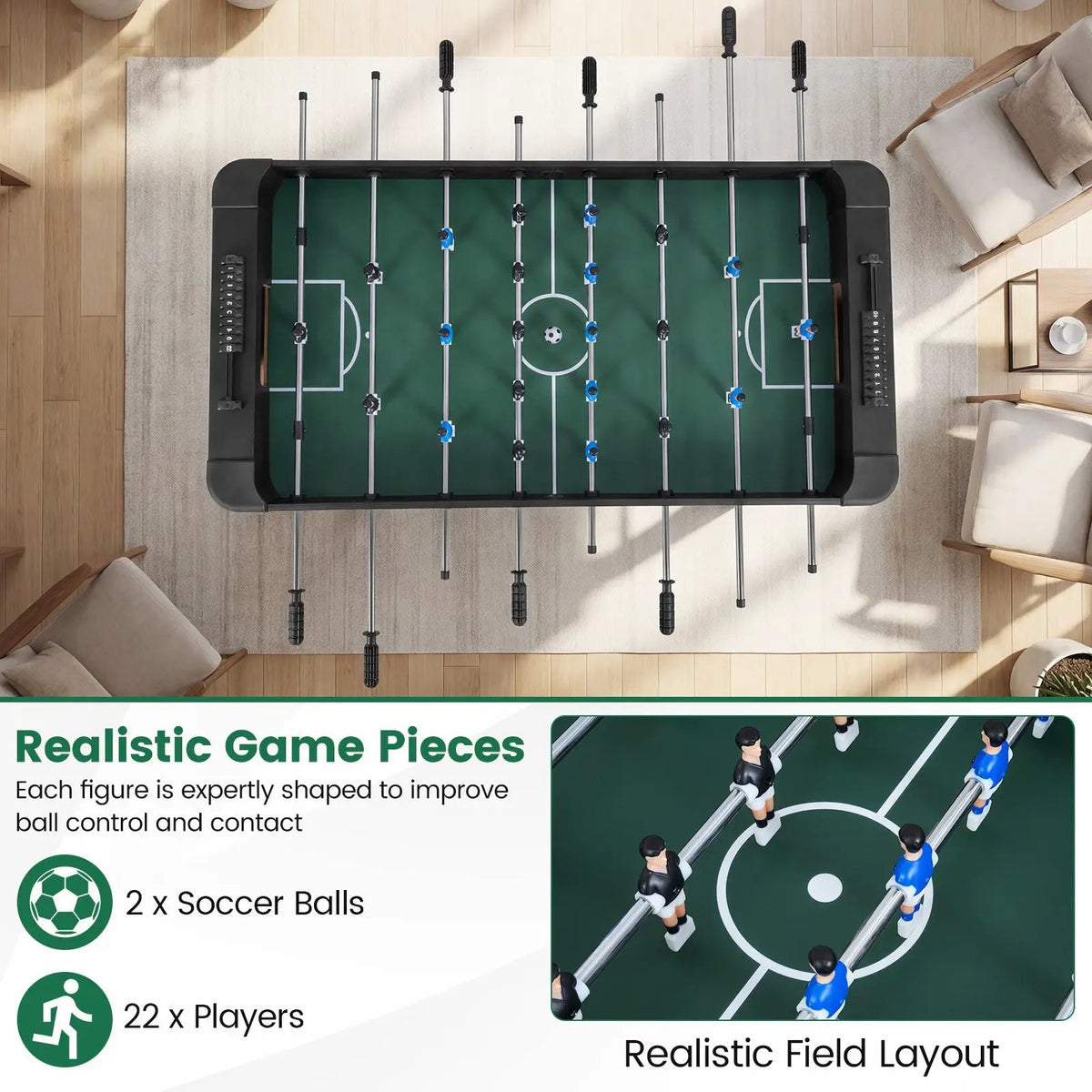 Foosball Table Competition Full Size Soccer Game Table with 22 Players, photo 14 of 16