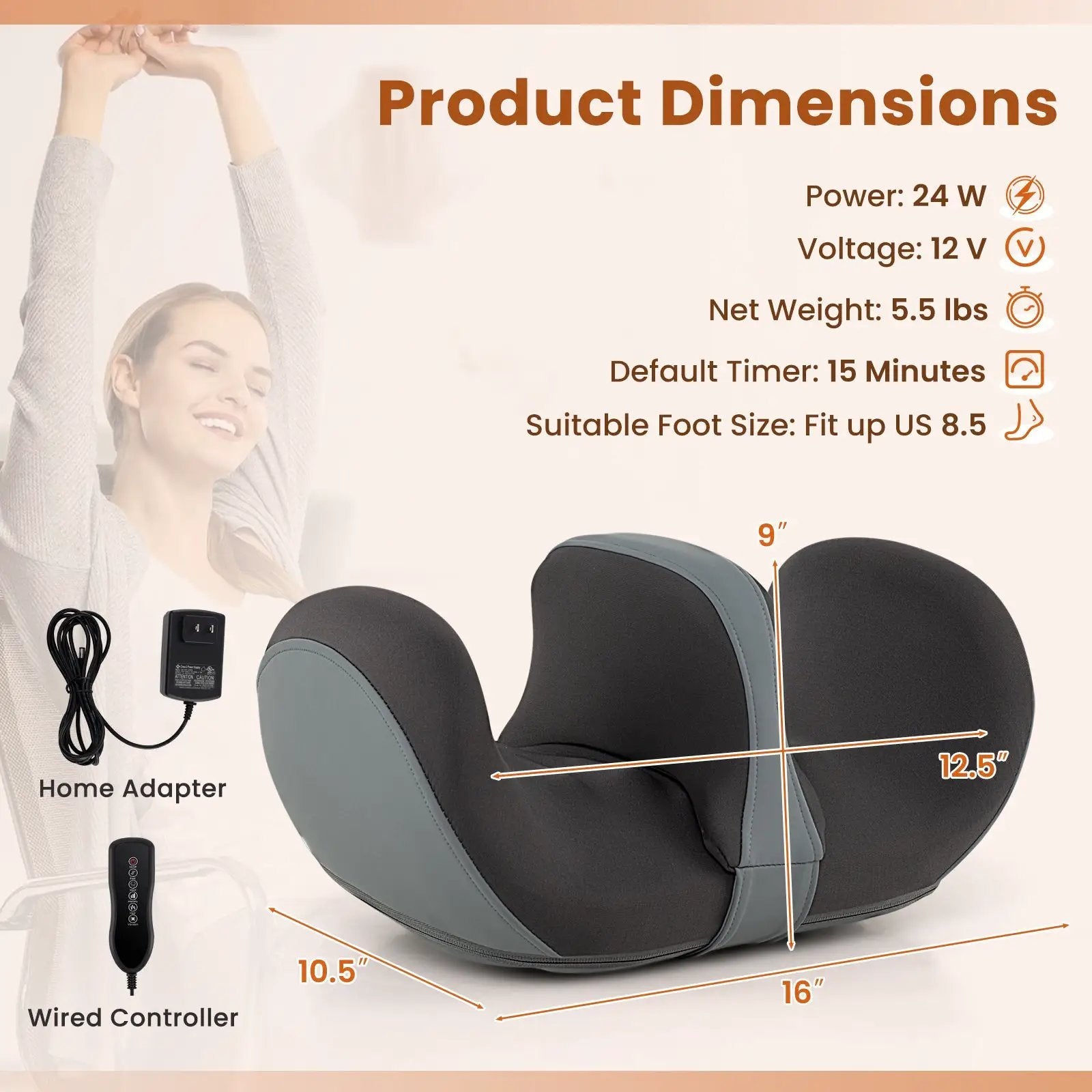 Foot and Calf Massager with Heat Gift for Women Men Mom Dad-Gray by DirectDeals