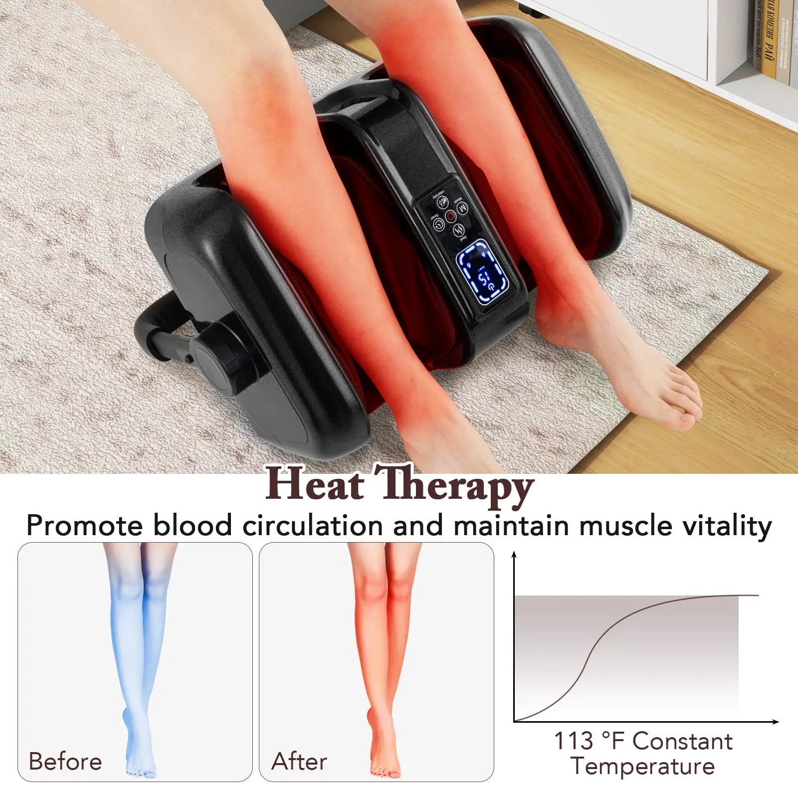 Foot and Calf Massager with Heat Shiatsu Deep Kneading Rolling Smart Electric Leg Massager by DirectDeals