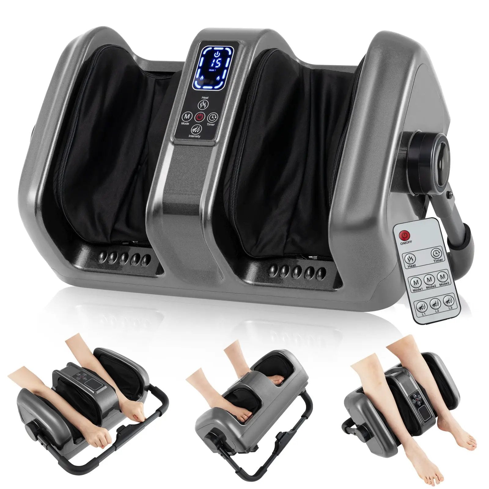 Foot and Calf Massager with Heat Shiatsu Deep Kneading Rolling Smart Electric Leg Massager by DirectDeals