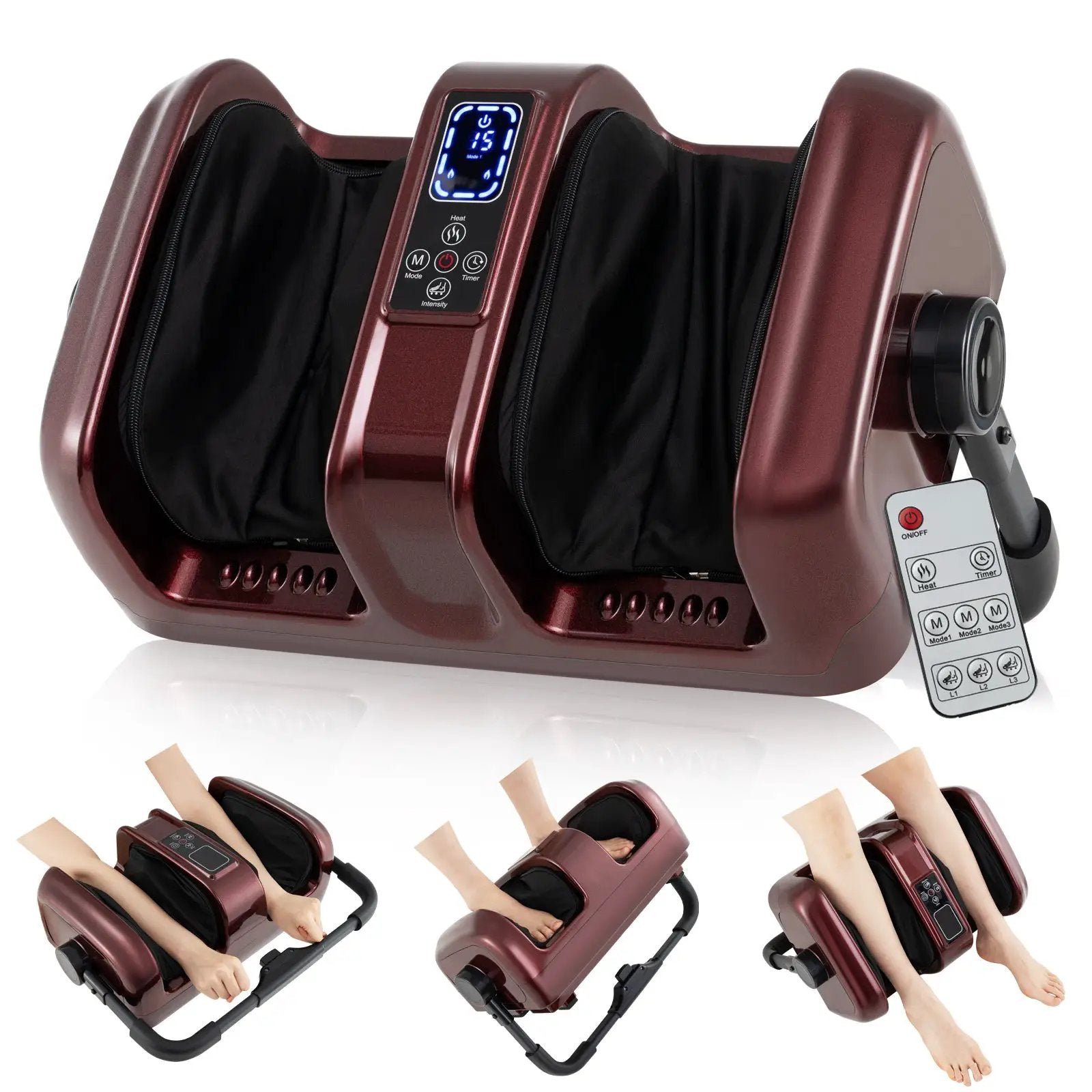 Foot and Calf Massager with Heat Shiatsu Deep Kneading Rolling Smart Electric Leg Massager by DirectDeals