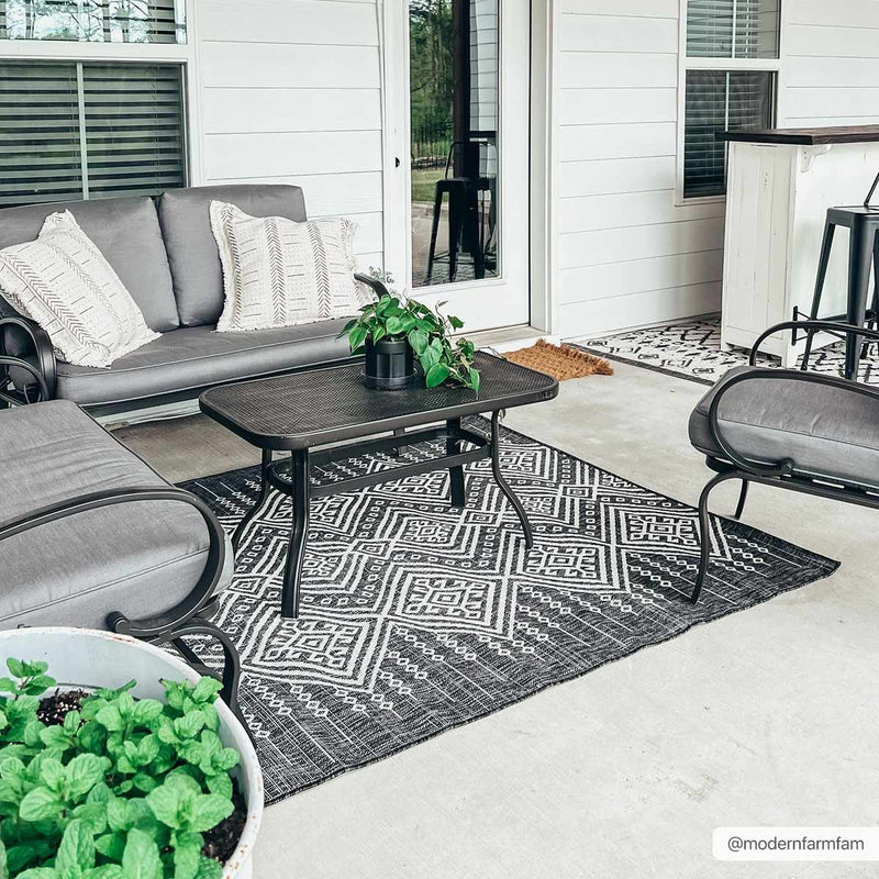 Frankville Black&White All Over Performance Outdoor Rug by Boutique Rugs
