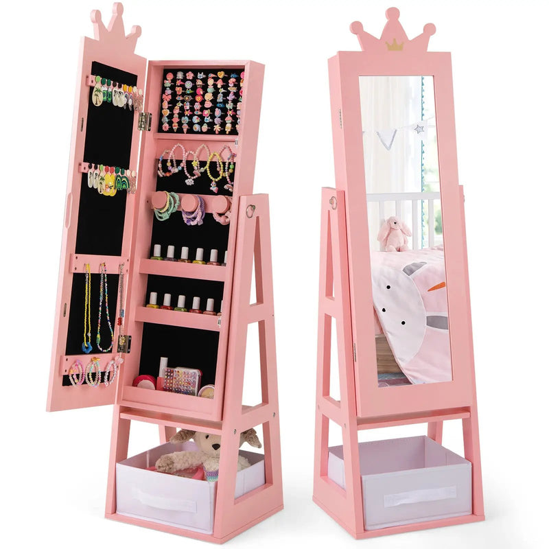 Free-Standing Full Length Kids Jewelry Armoire Cabinet with Storage Capacity by DirectDeals