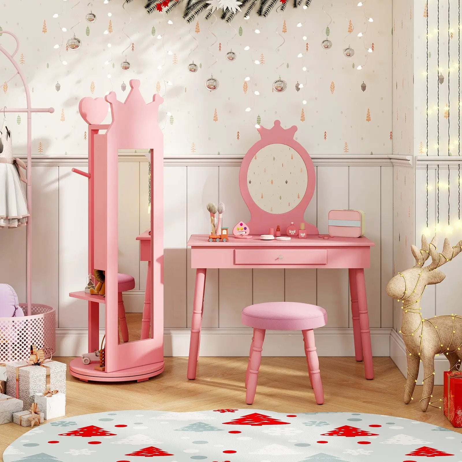 Free-Standing Full Length Mirror Kids Jewelry Armoire Cabinet by DirectDeals