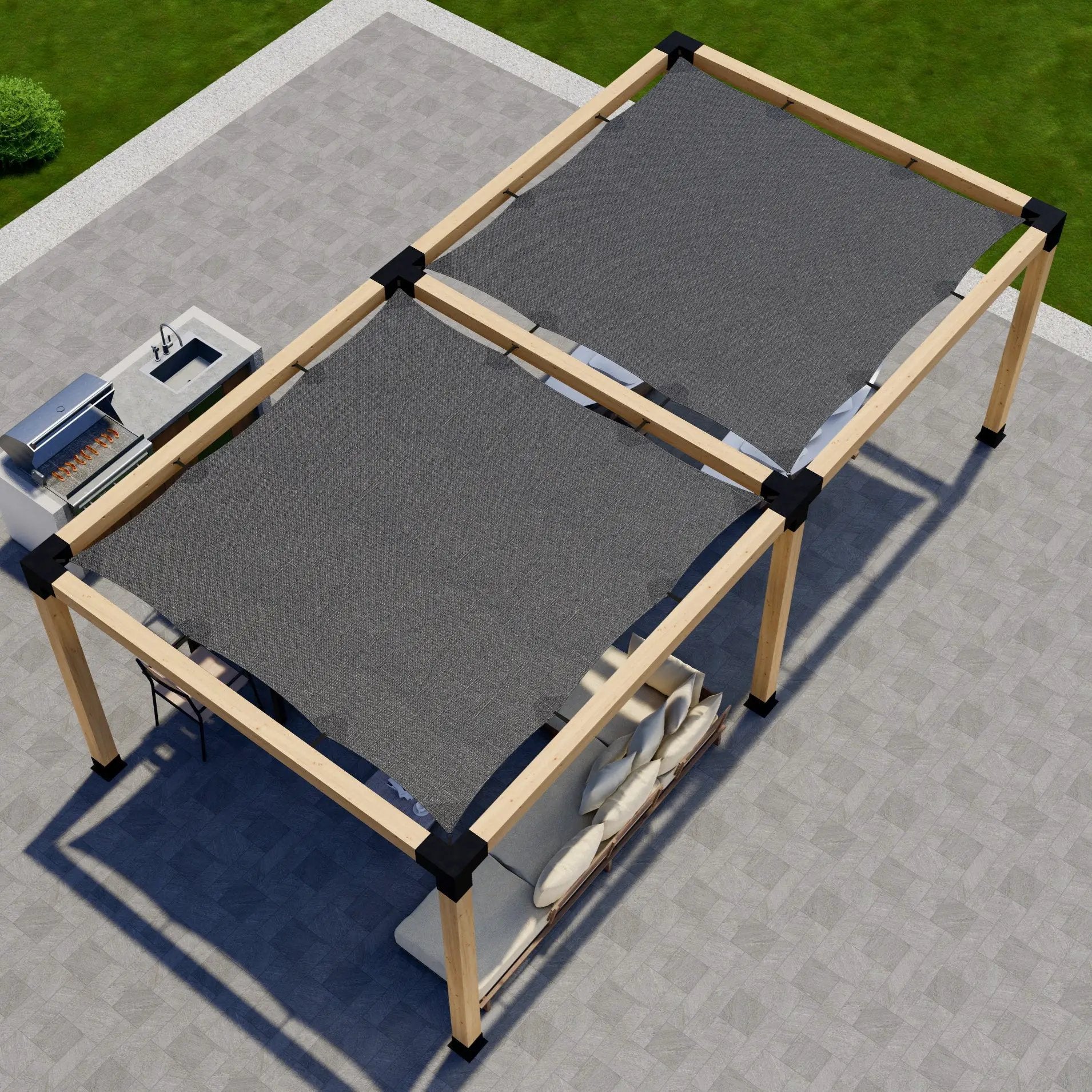 DIY Pergola Kit for a Freestanding Pergola With Canopies - Any Size Up to 24' x 12' by Zen Pergolas