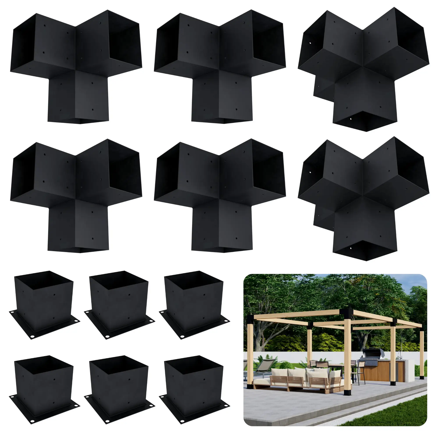 DIY Pergola Bracket Kit for a Freestanding Pergola Frame - Any Size Up to 24' x 12' by Zen Pergolas