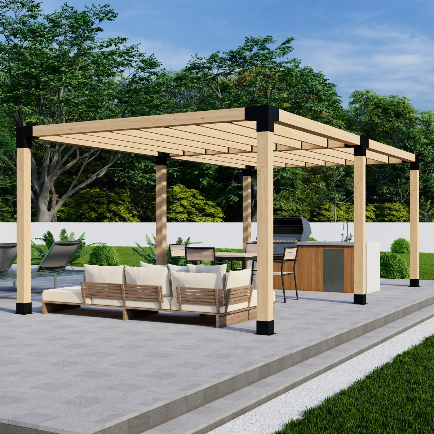 DIY Pergola Bracket Kit for a Freestanding Pergola With Slatted Roof - Any Size Up to 24' x 12' by Zen Pergolas