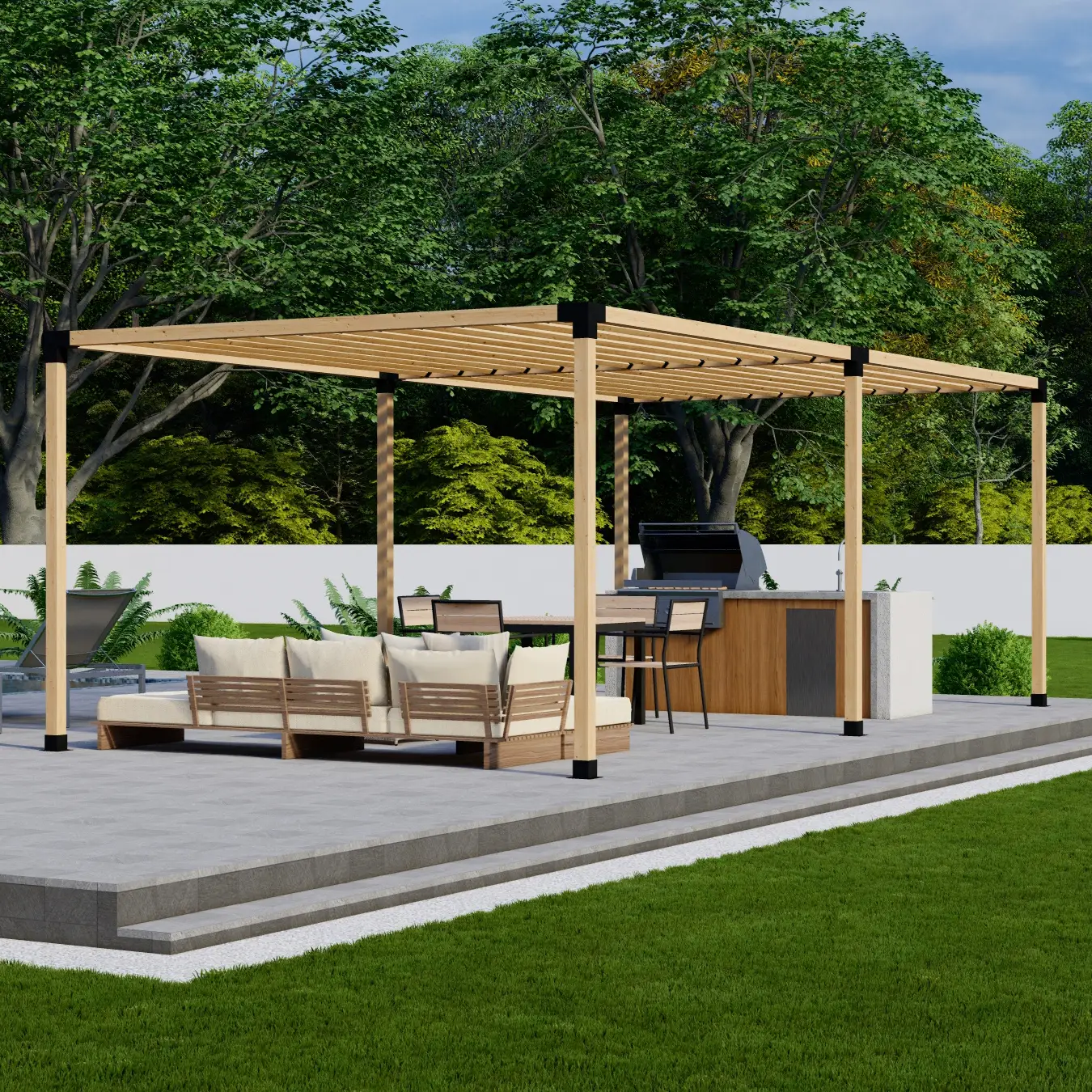 DIY Pergola Bracket Kit for a Freestanding Pergola With Slatted Roof - Any Size Up to 24' x 12' by Zen Pergolas