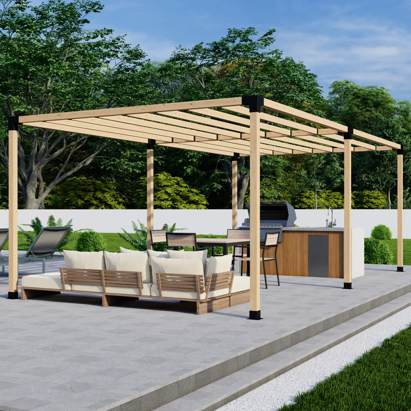 DIY Pergola Bracket Kit for a Freestanding Pergola With Slatted Roof - Any Size Up to 24' x 12' by Zen Pergolas