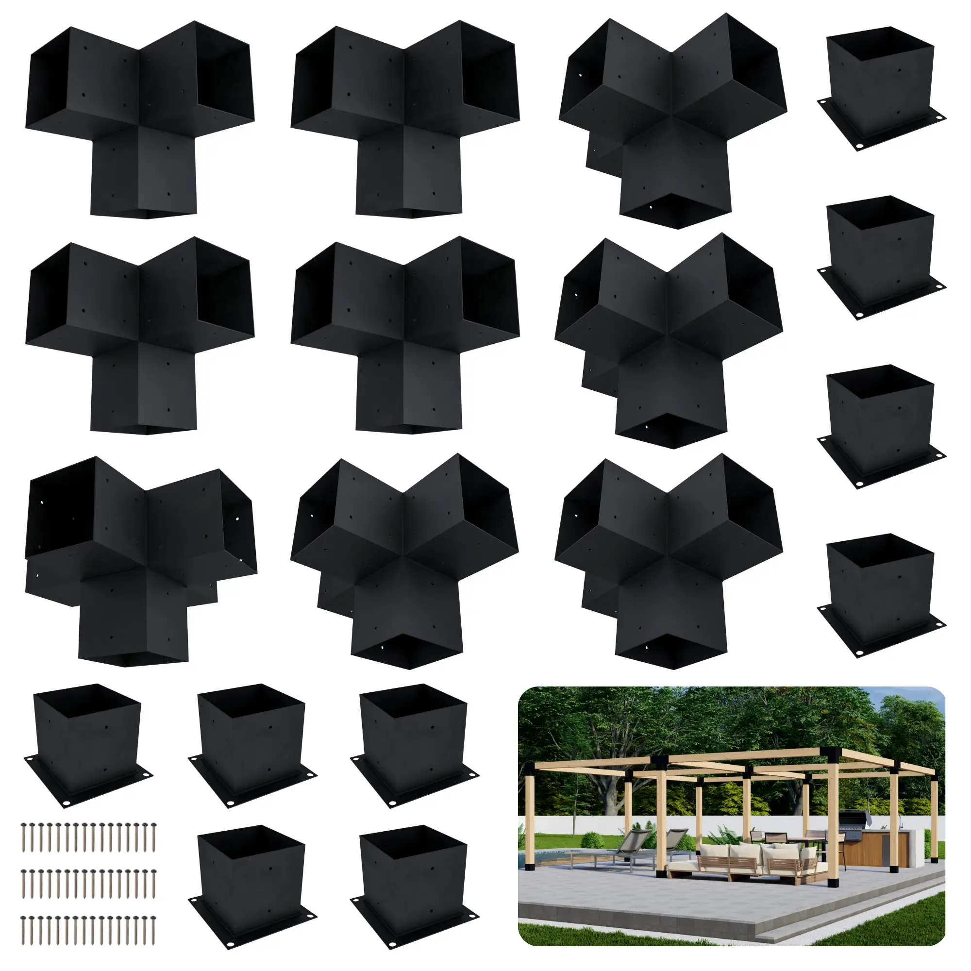 DIY Pergola Bracket Kit for a Freestanding Pergola Frame - Any Size Up to 24' x 24' by Zen Pergolas