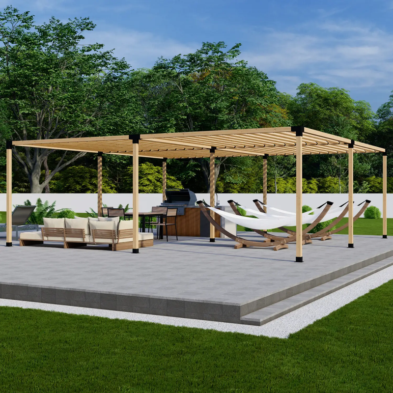 DIY Pergola Bracket Kit for a Freestanding Pergola With Slatted Roof - Any Size Up to 24' x 24' by Zen Pergolas
