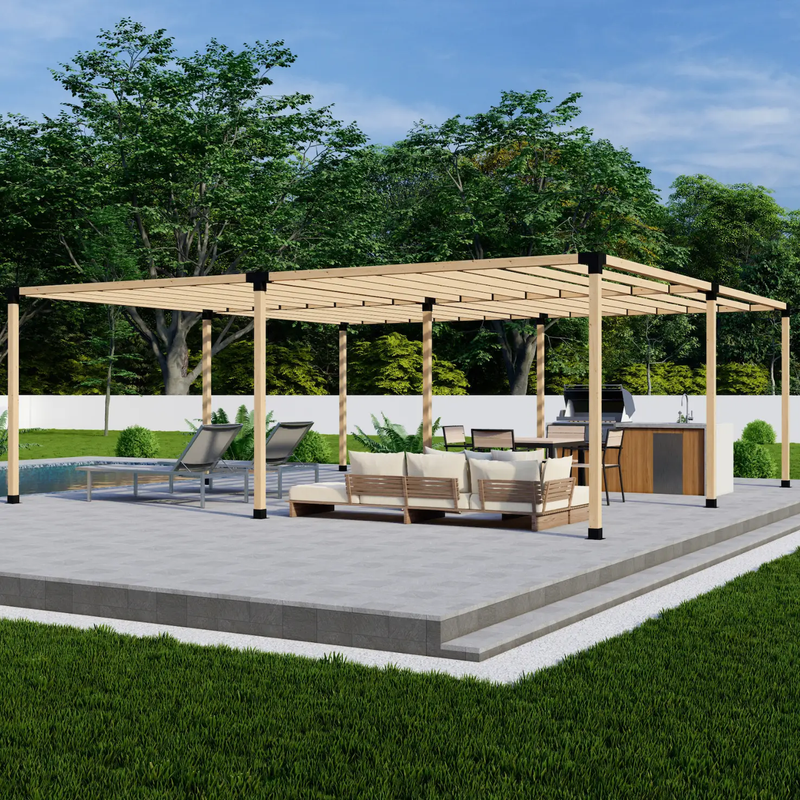 DIY Pergola Bracket Kit for a Freestanding Pergola With Slatted Roof - Any Size Up to 24' x 24' by Zen Pergolas