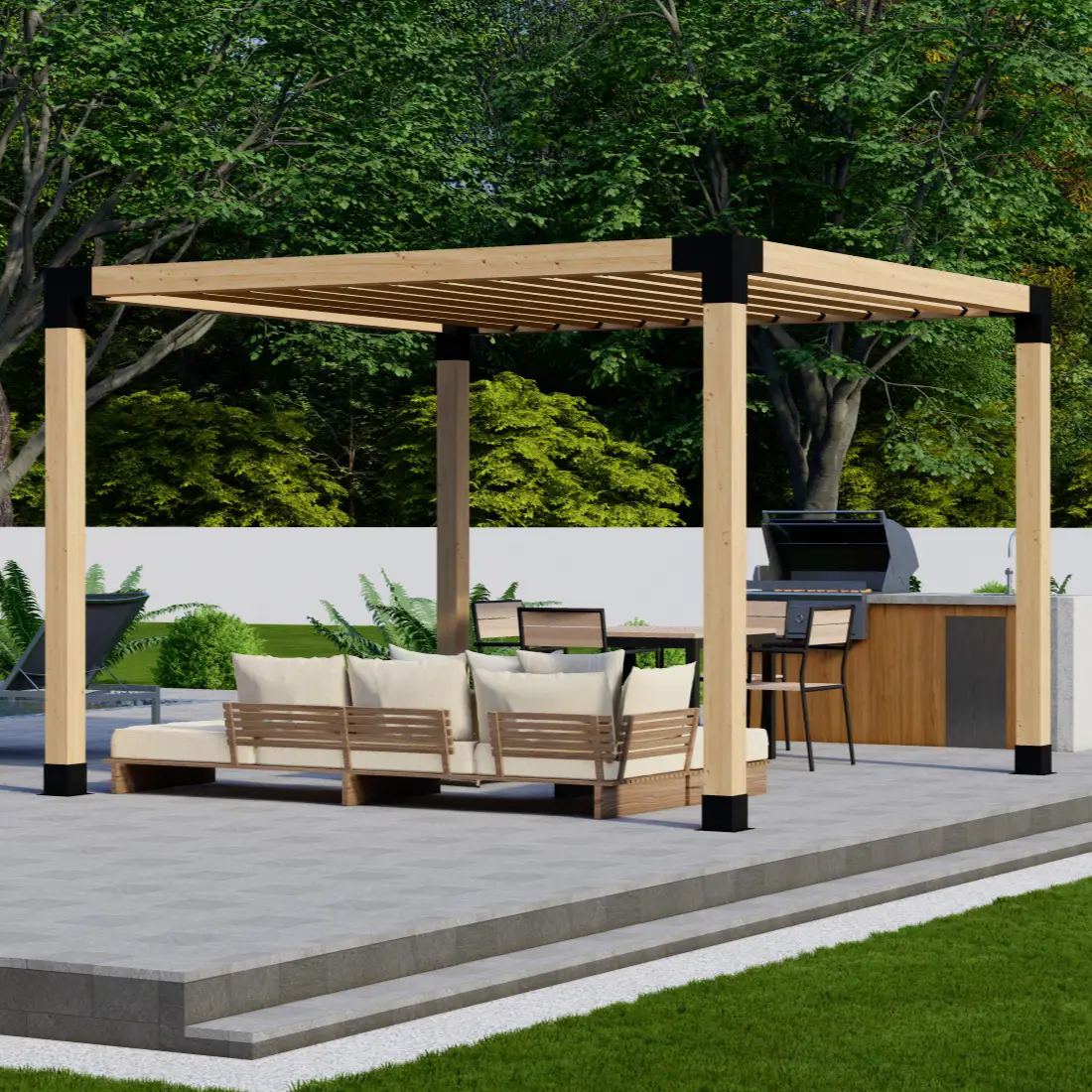 DIY Pergola Bracket Kit for a Freestanding Pergola With Slatted Roof - Any Size Up to 12' x 12' by Zen Pergolas