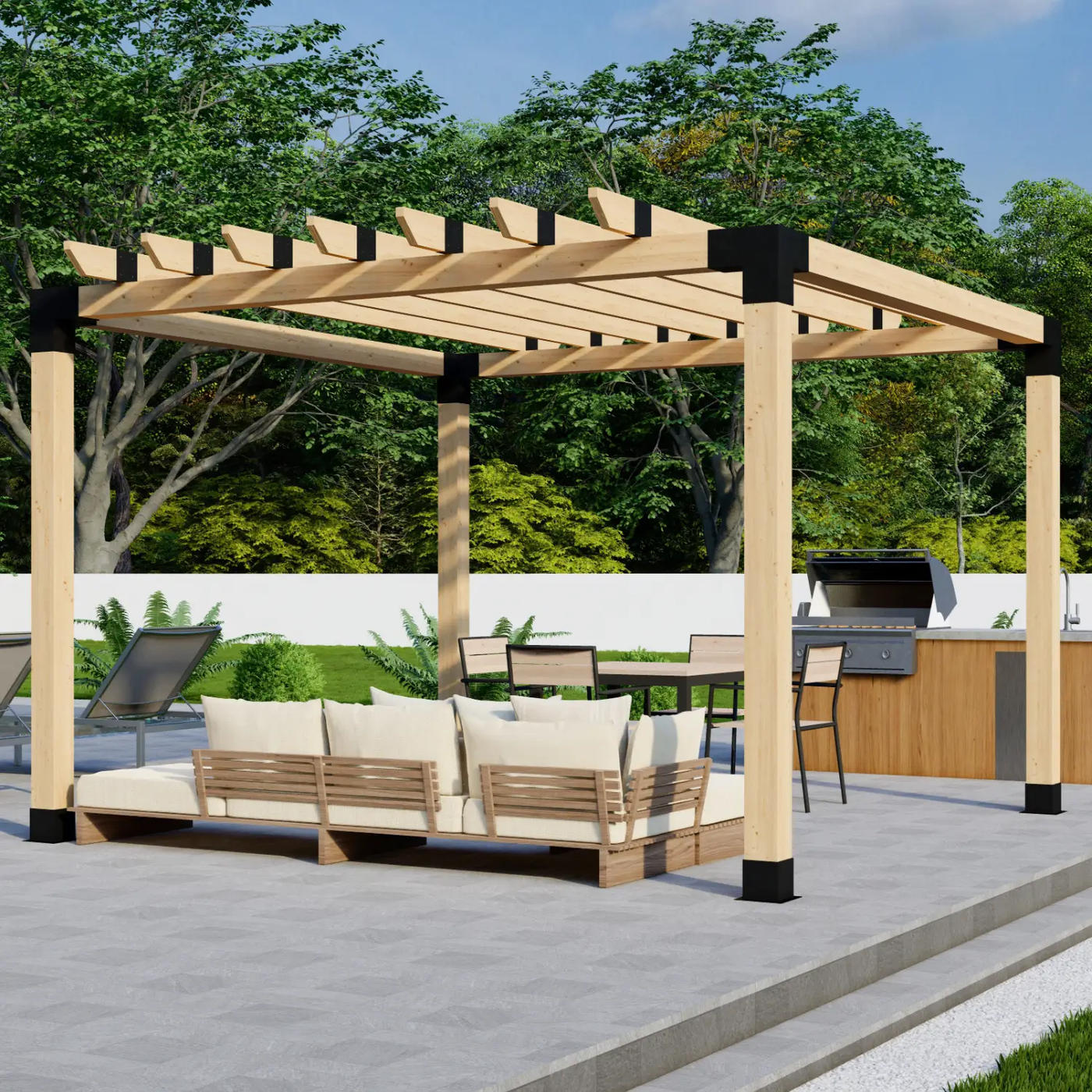 DIY Pergola Bracket Kit for a Freestanding Pergola With Roof Rafters - Any Size Up to 12' x 12' by Zen Pergolas