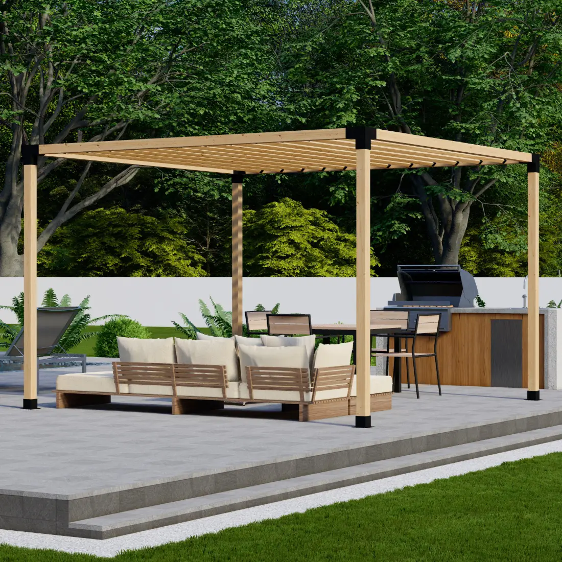 DIY Pergola Bracket Kit for a Freestanding Pergola With Slatted Roof - Any Size Up to 12' x 12' by Zen Pergolas