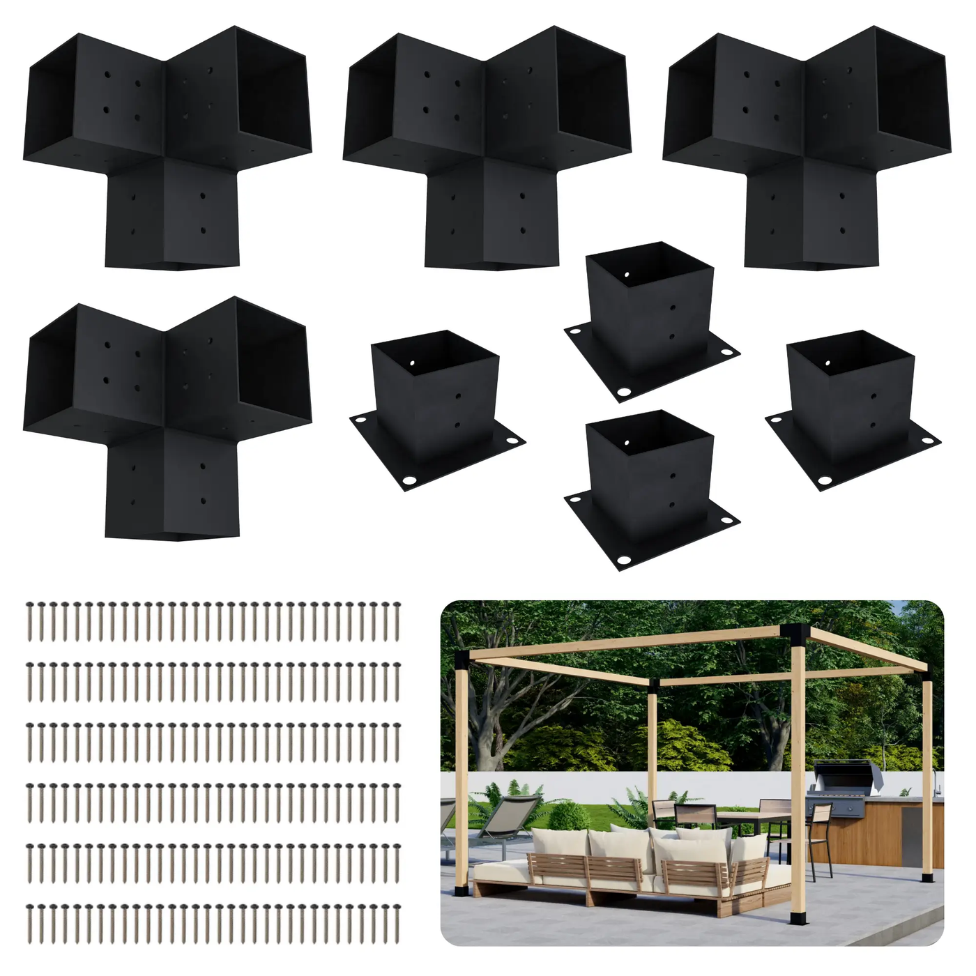 DIY Pergola Bracket Kit for a Freestanding Pergola Frame - Any Size Up to 12' x 12' by Zen Pergolas