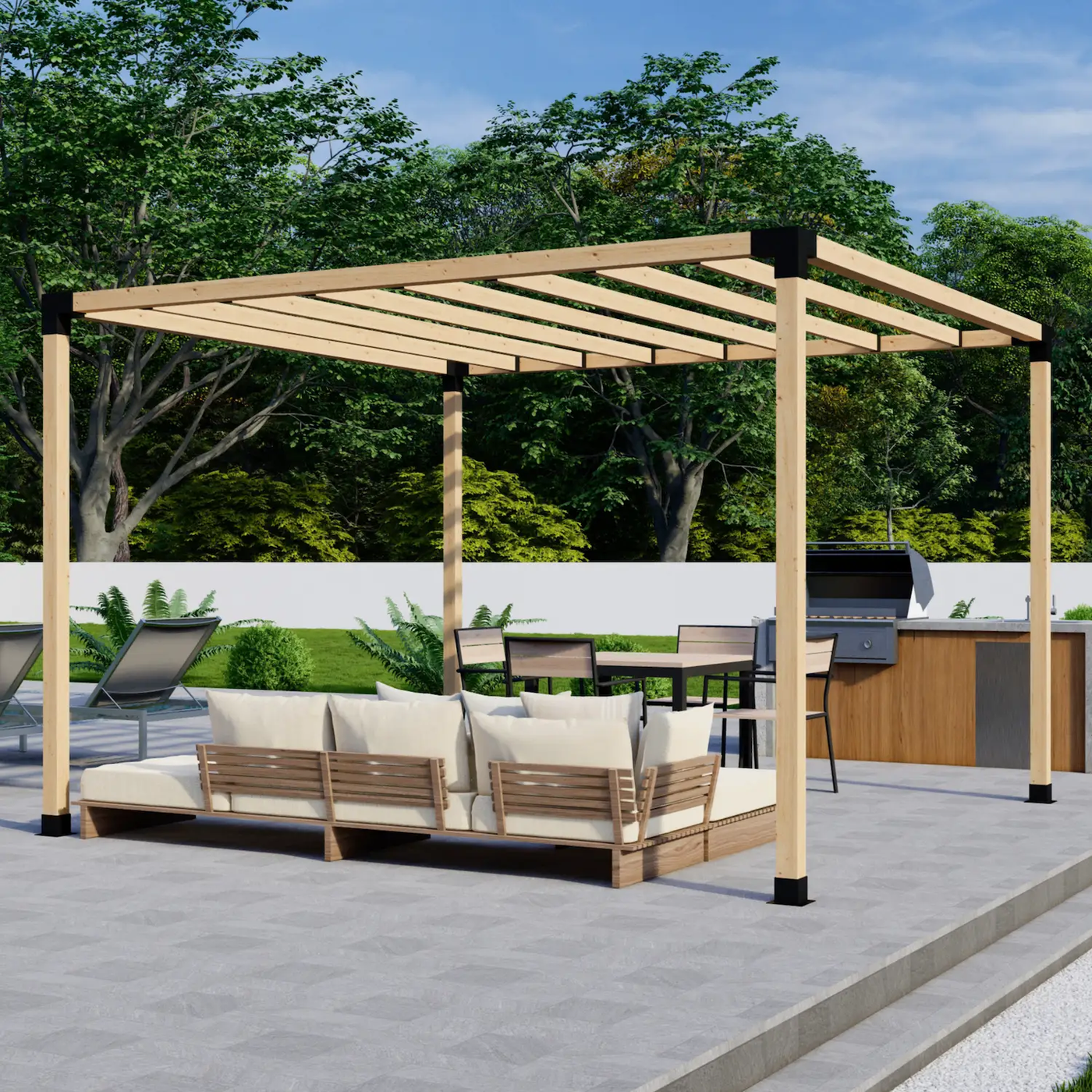 DIY Pergola Bracket Kit for a Freestanding Pergola With Slatted Roof - Any Size Up to 12' x 12' by Zen Pergolas