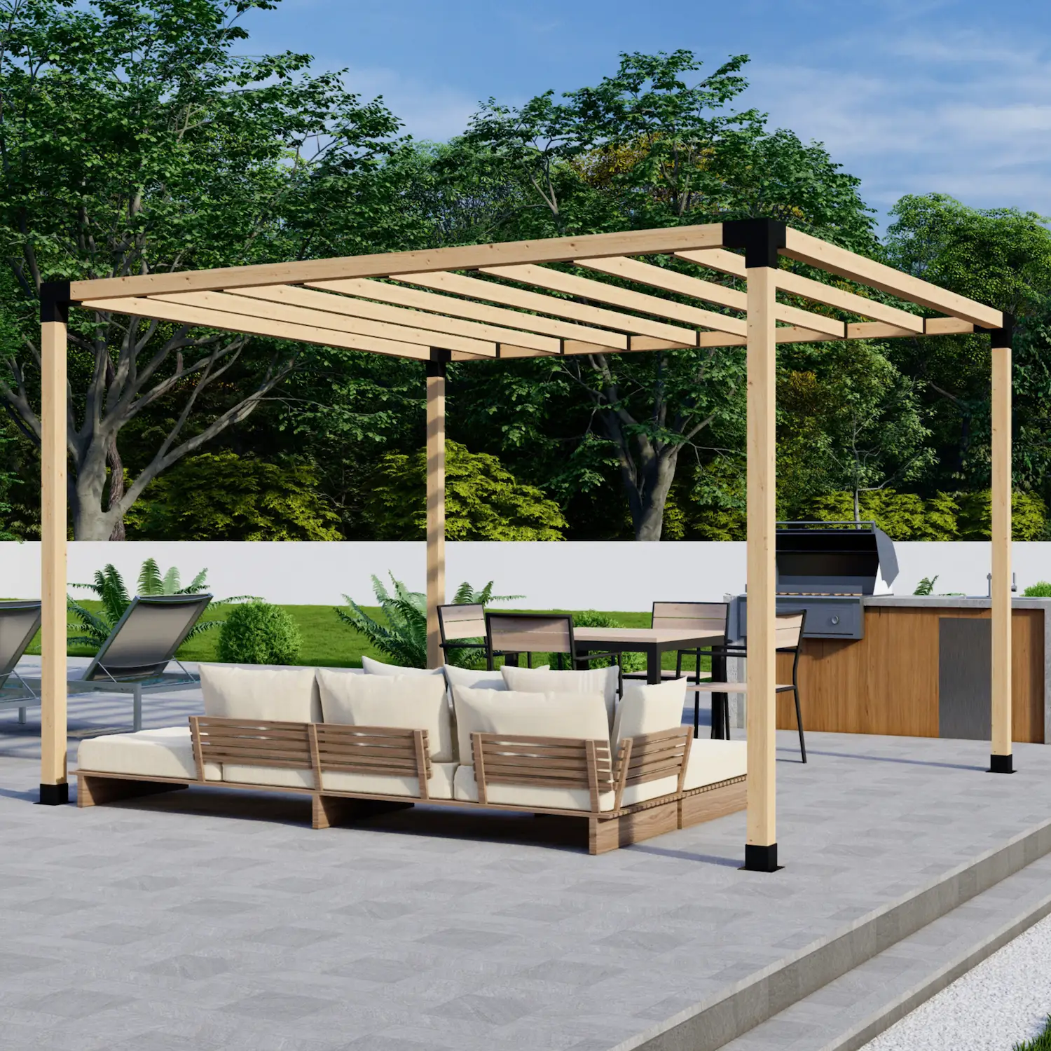 DIY Pergola Bracket Kit for a Freestanding Pergola With Slatted Roof - Any Size Up to 12' x 12' by Zen Pergolas