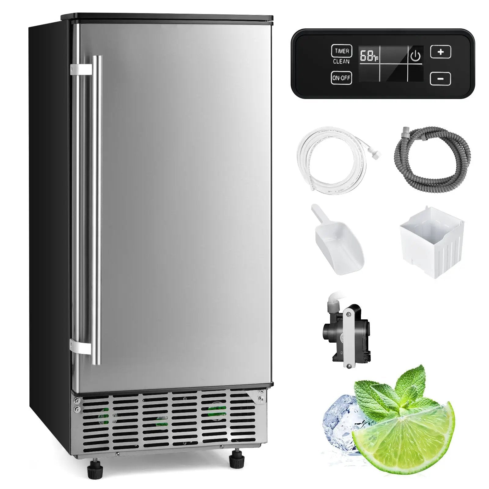 Free-Standing Built-In Undercounter Ice Maker-Silver by DirectDeals