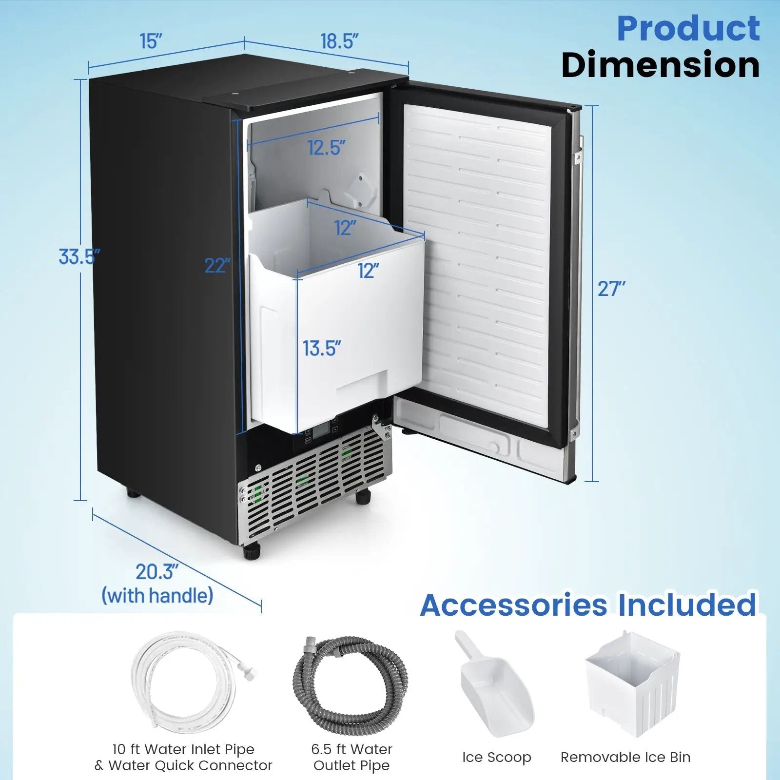 Free-Standing Built-In Undercounter Ice Maker-Silver by DirectDeals