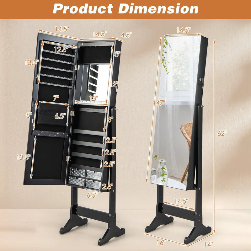 Free Standing Full Length Jewelry Armoire with L by DirectDeals