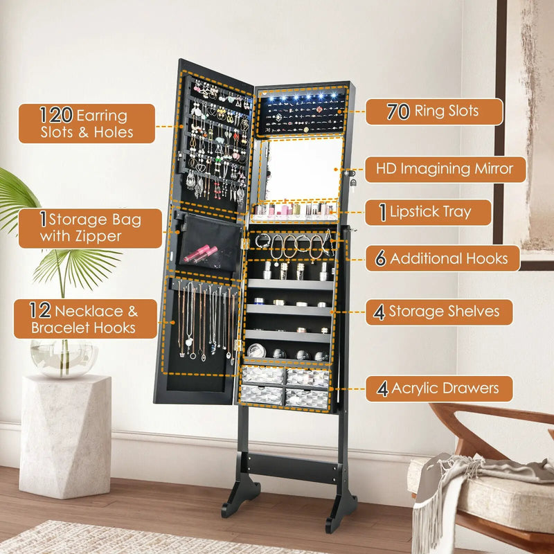 Free Standing Full Length Jewelry Armoire with L by DirectDeals