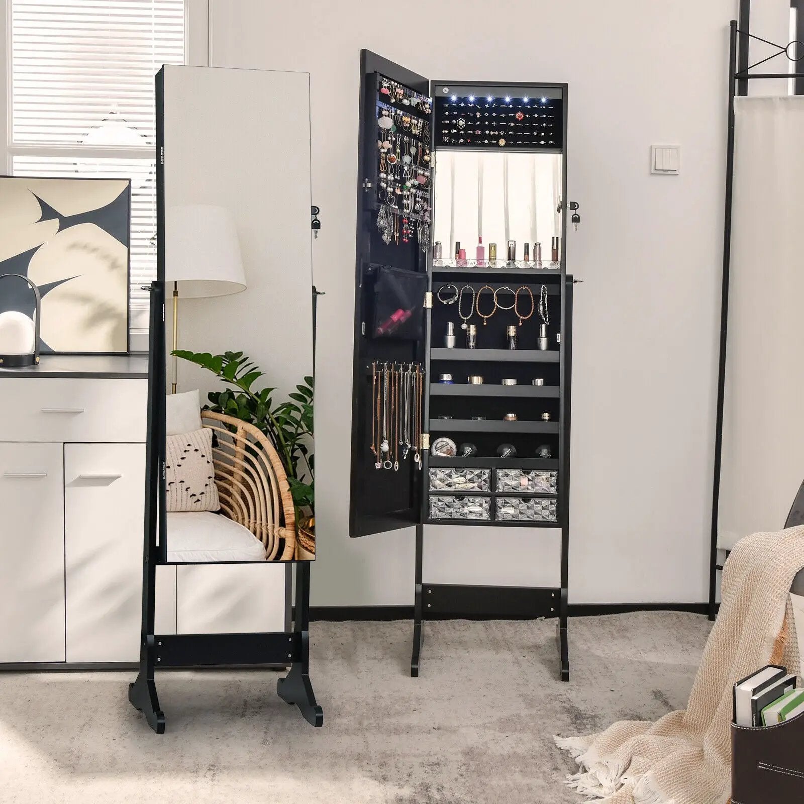 Free Standing Full Length Jewelry Armoire with L by DirectDeals