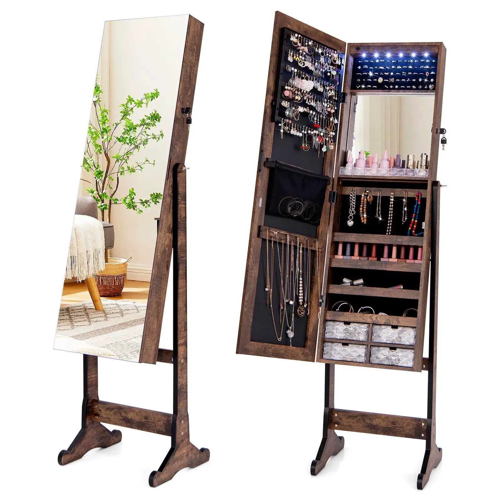 Free Standing Full Length Jewelry Armoire with L by DirectDeals