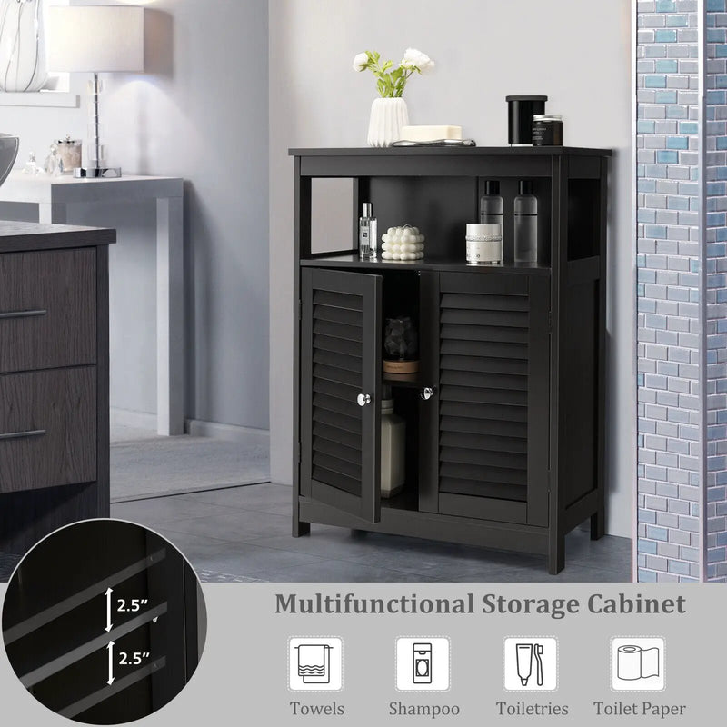 Wood Freestanding Bathroom Storage Cabinet with Double Shutter Door by DirectDeals
