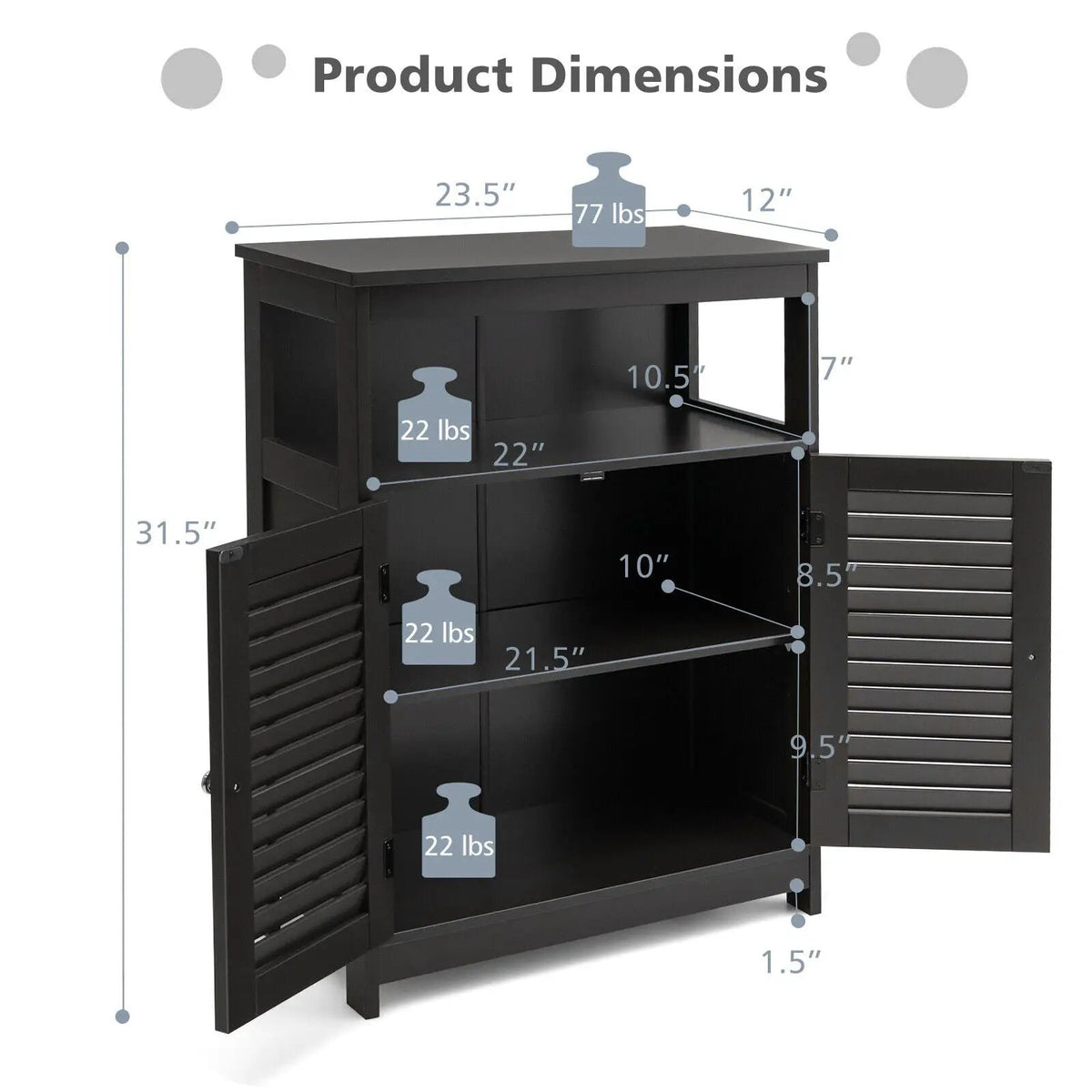 Wood Freestanding Bathroom Storage Cabinet with Double Shutter Door by DirectDeals