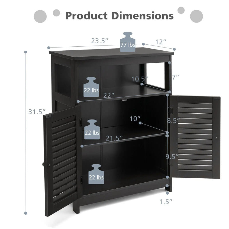 Wood Freestanding Bathroom Storage Cabinet with Double Shutter Door by DirectDeals