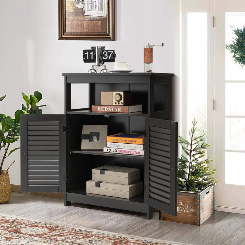 Wood Freestanding Bathroom Storage Cabinet with Double Shutter Door by DirectDeals