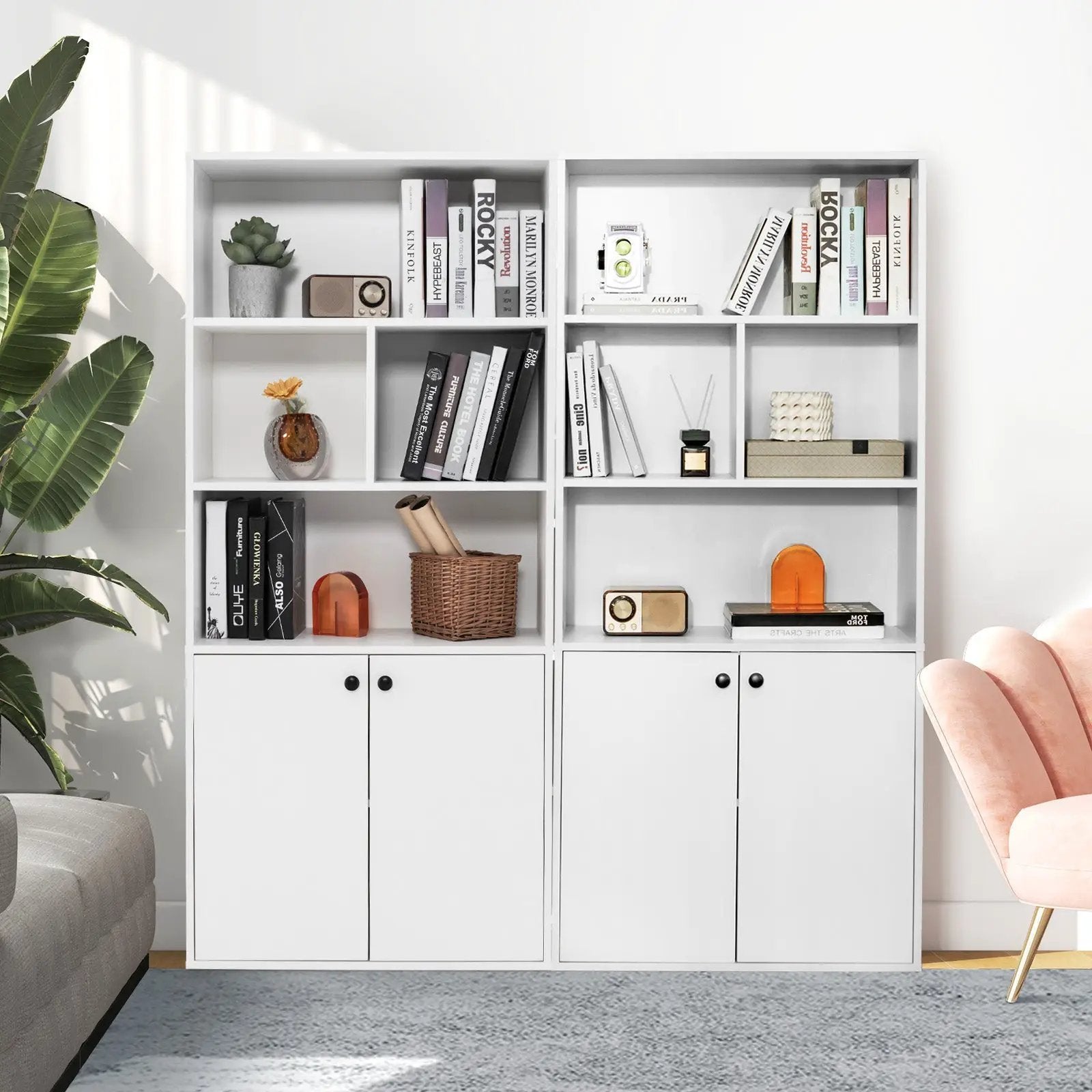 5-Tier Freestanding Bookcase with Open Cubes and Adjustable Shelf-White by DirectDeals
