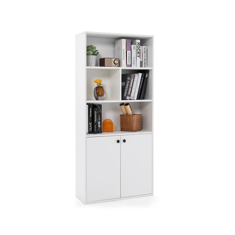 5-Tier Freestanding Bookcase with Open Cubes and Adjustable Shelf-White by DirectDeals