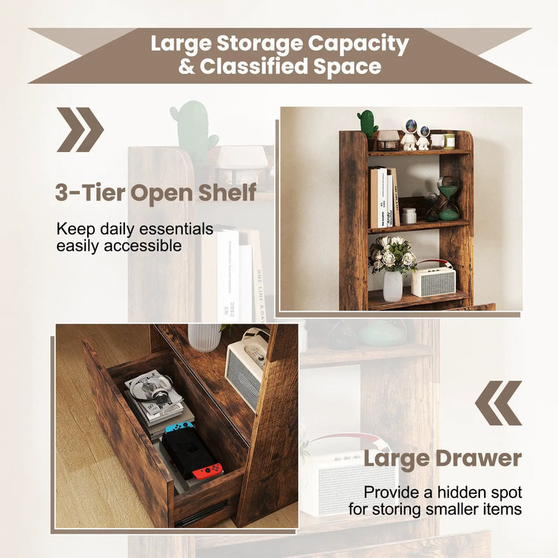 Freestanding Bookshelf with 3-Tier Open Shelf by DirectDeals