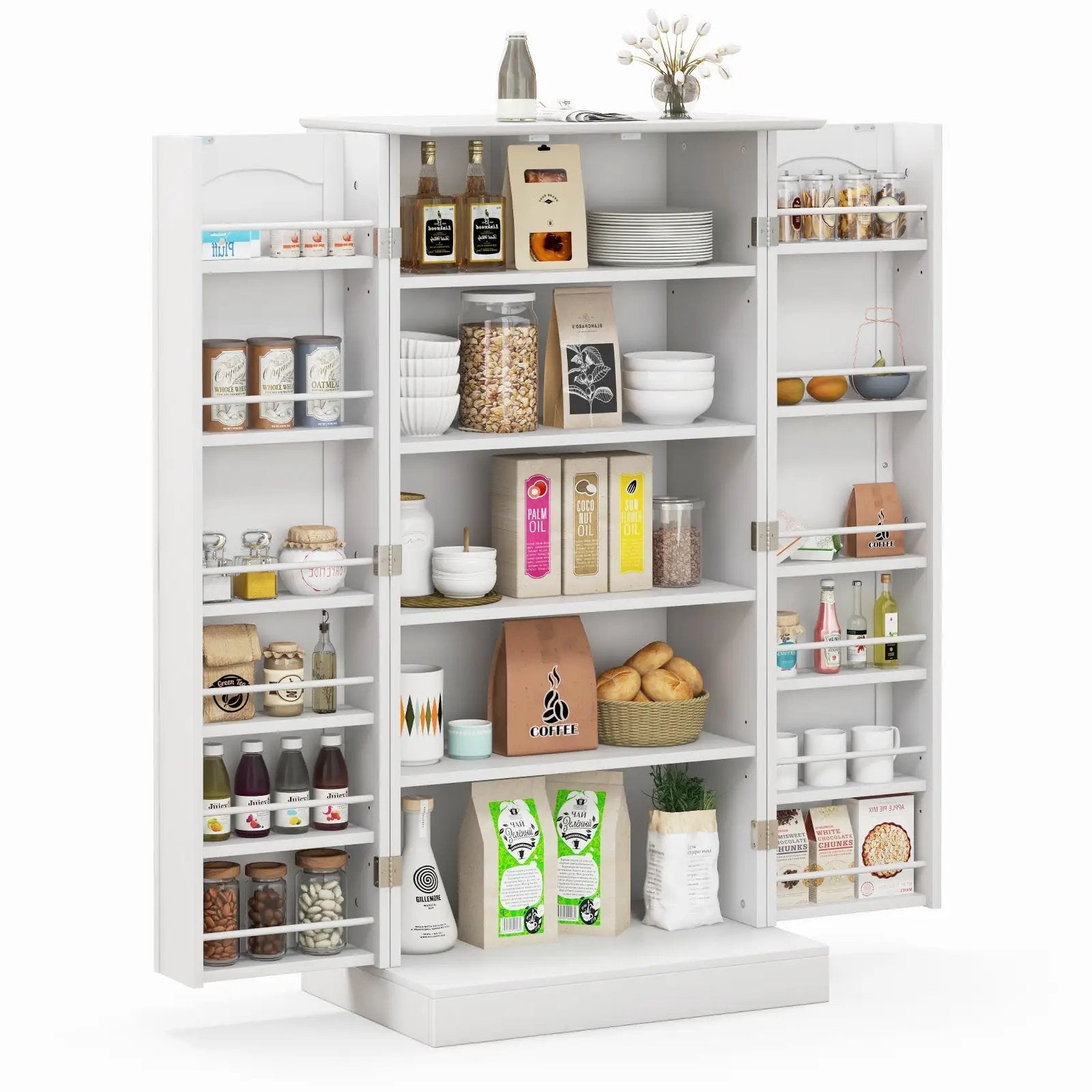 Freestanding Buffet Cupboards Sideboard with 2 Doors and Anti-Tipping Devices-White by DirectDeals