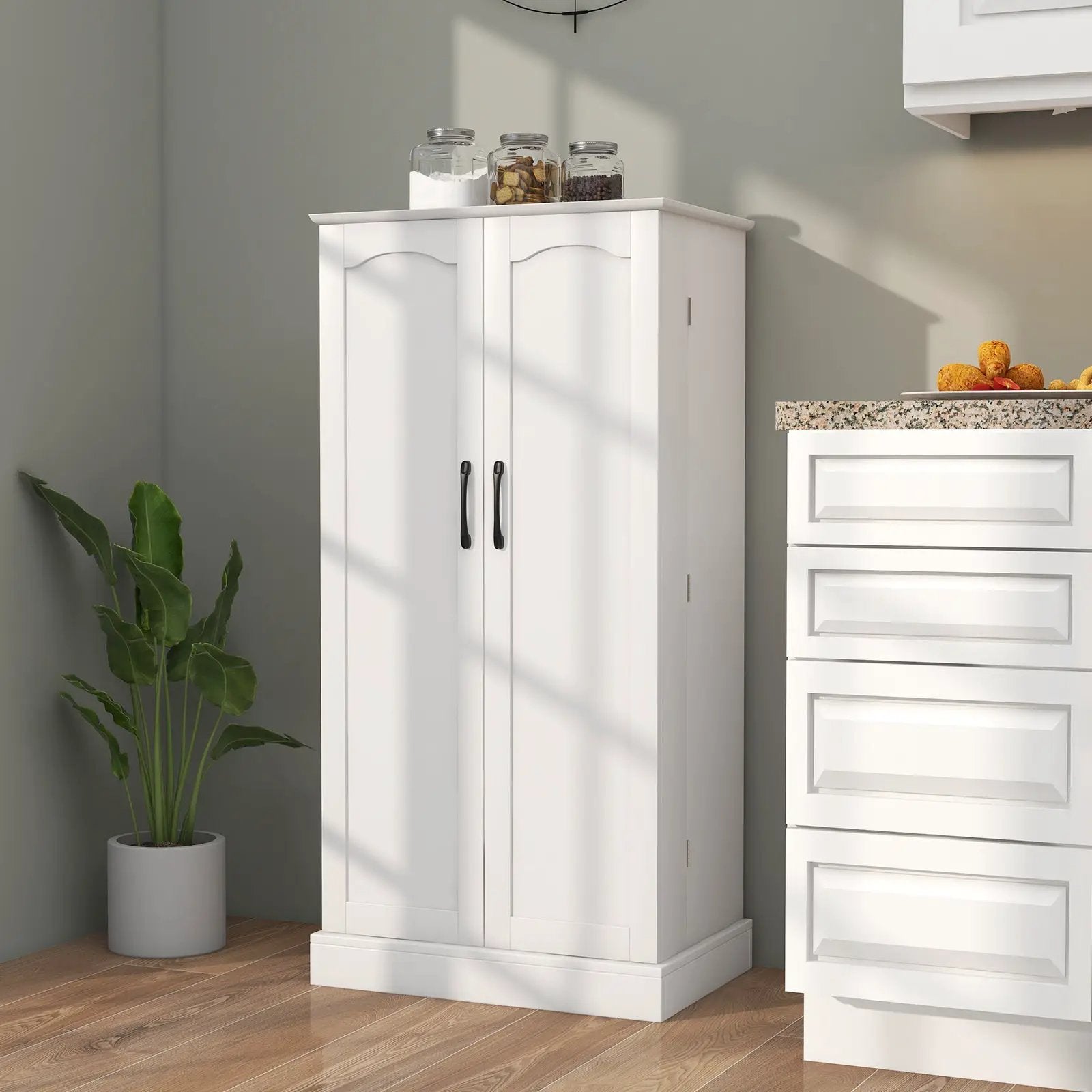Freestanding Buffet Cupboards Sideboard with 2 Doors and Anti-Tipping Devices-White by DirectDeals