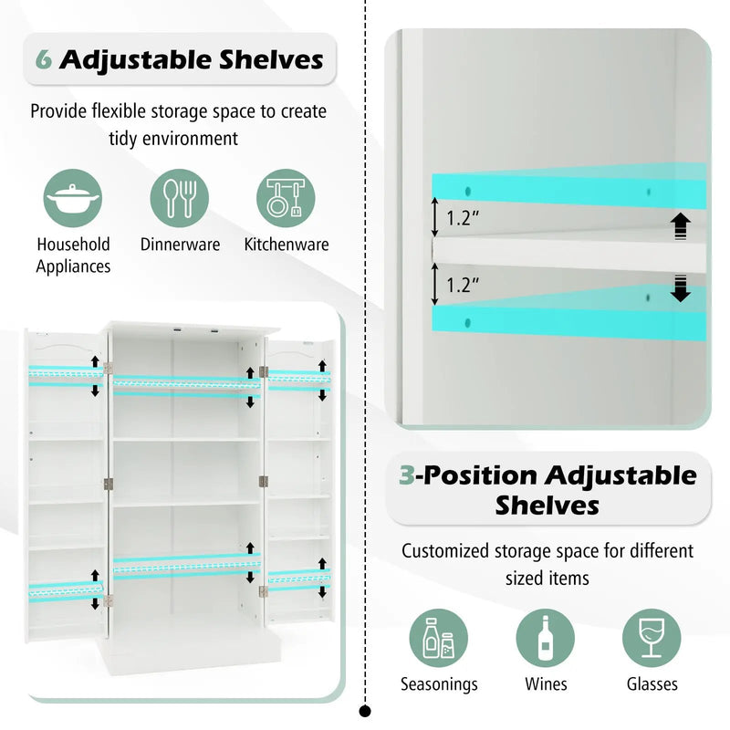 Freestanding Buffet Cupboards Sideboard with 2 Doors and Anti-Tipping Devices-White by DirectDeals