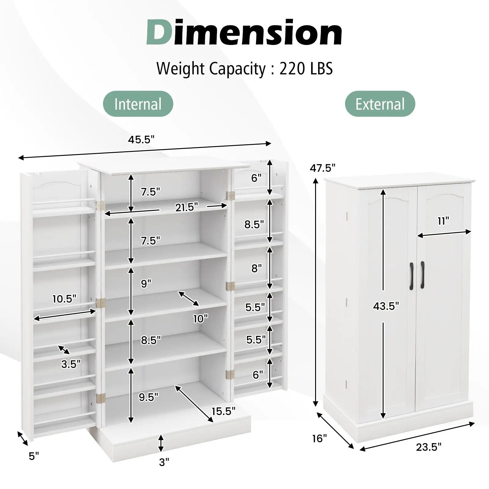 Freestanding Buffet Cupboards Sideboard with 2 Doors and Anti-Tipping Devices-White by DirectDeals