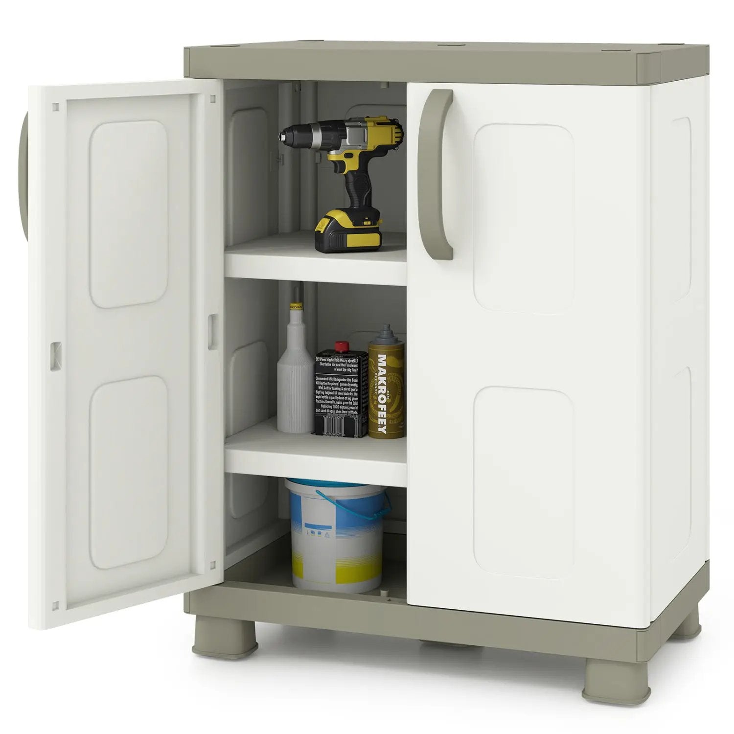 Freestanding Buffet Cabinet Sideboard with 2 Doors and Adjustable Shelves for Kitchen and Garage by DirectDeals