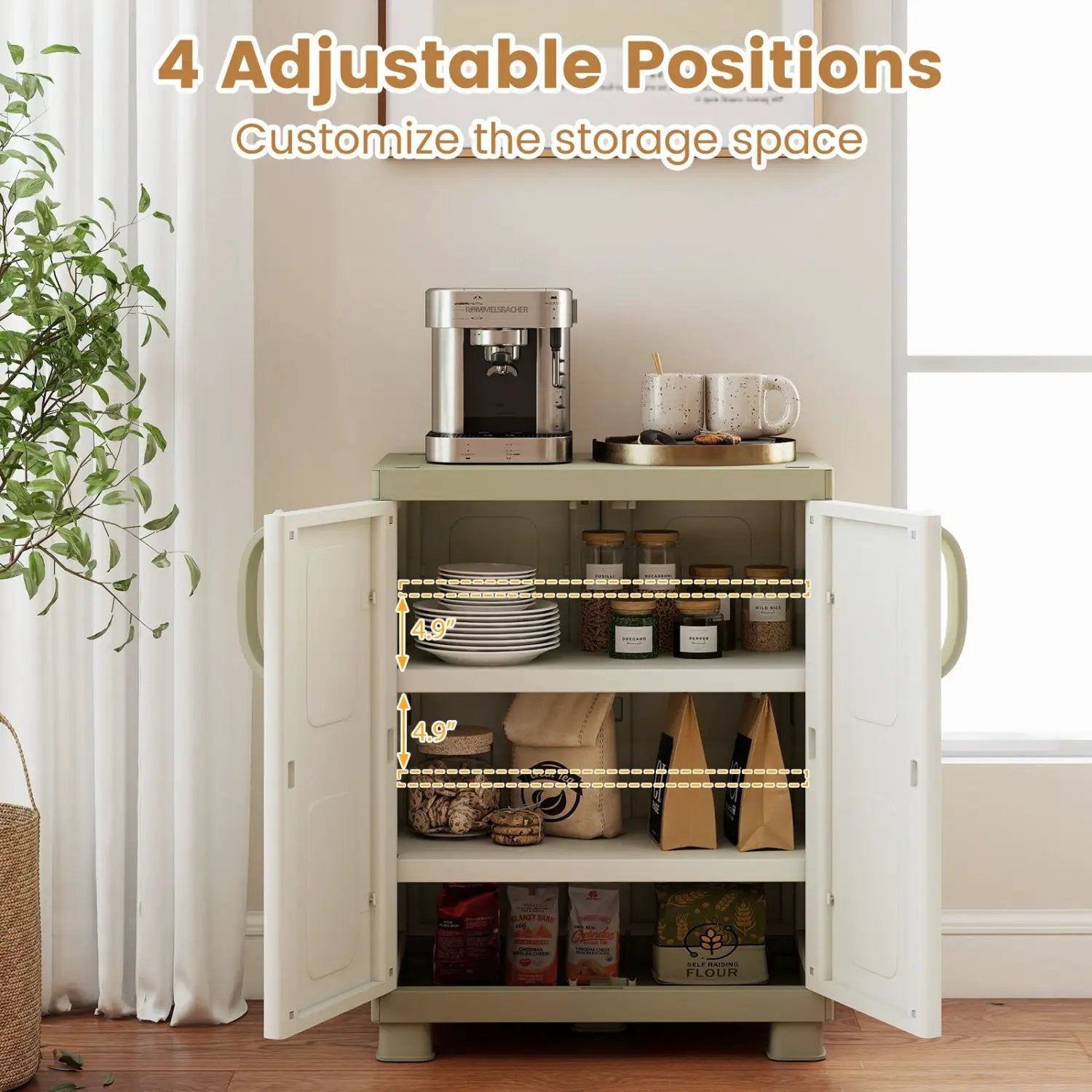 Freestanding Buffet Cabinet Sideboard with 2 Doors and Adjustable Shelves for Kitchen and Garage by DirectDeals
